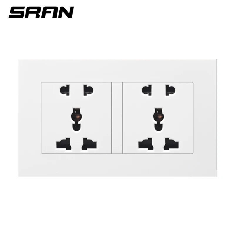

SRAN Wall Power Socket Double Universal 5 Hole Switched Outlet 146mm*86mm Wall Socket Home Decoration Accessories