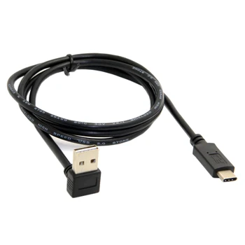 

CY USB-C USB 3.1 Type-C to USB 2.0 90 Degree Up & Down Angled Data Cable for Laptop & Cell Phone & Tablet 50cm