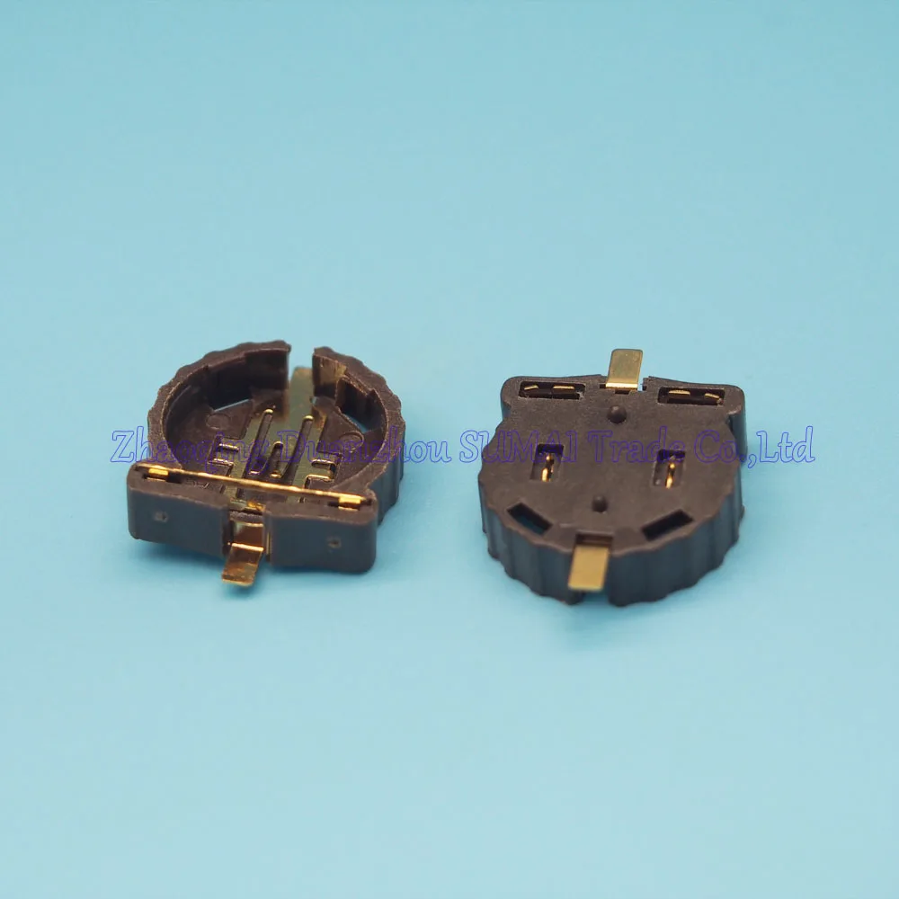 50pcs/lot CR1220 Button Battery Holders SMD Pin Gold Plated Free