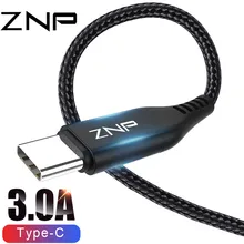 ZNP кабель usb type C для samsung S10 S9 S8 mate 20 Pro 3A Быстрая зарядка usb type C кабель для передачи данных для Redmi Note 7 Pro шнур зарядного устройства
