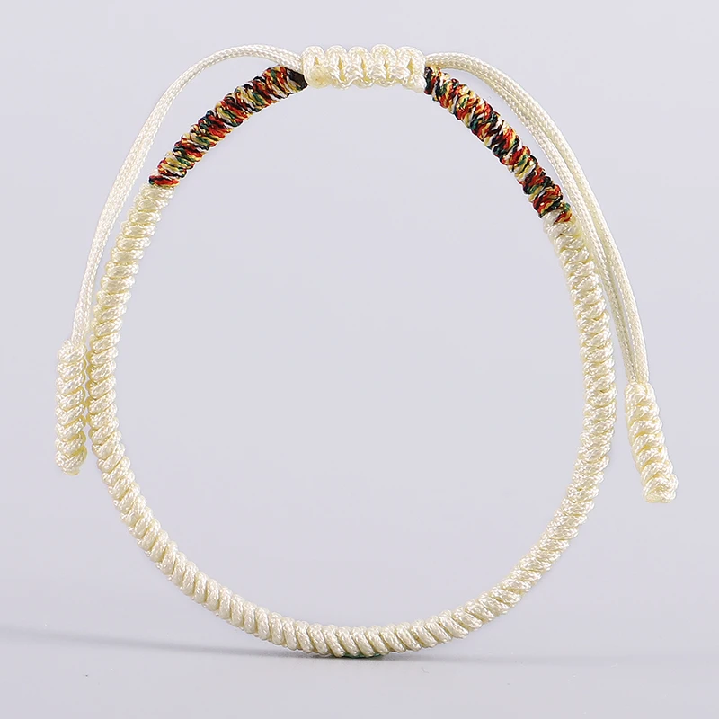Тибетский буддийский Blessed сырный цвет хорошие счастливые узлы веревки браслеты ручной работы размер регулируемый буддизм плетеный браслет