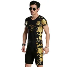Summer Short Sets Tshirt with Short 2PCS Set Floral Printed Tracksuit Men Casual T Shirt Short SLeeve Sweat Suits Male Clothing Summer Short Sets Tshirt with Short 2PCS Set Floral Printed Tracksuit Men Casual T Shirt Short SLeeve Sweat Suits Male Clothing