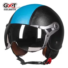 Casque moto G-288 GXT capacete de motocross couro genuíno retro vintage Harley motocicleta capacete cascos capacete aberto da cara