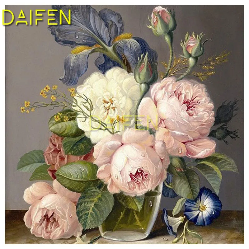 

Full Square Diamond embroidery pink blue Peony flower bone vase Full Round Diamond painting Cross stitch DIY 3D Diamond mosaic