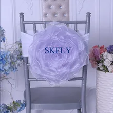 CH091N много цветов ручная работа Свадебная отделка органзы светло-фиолетовый чехол на стул цветок розы с белой повязка из спандекса