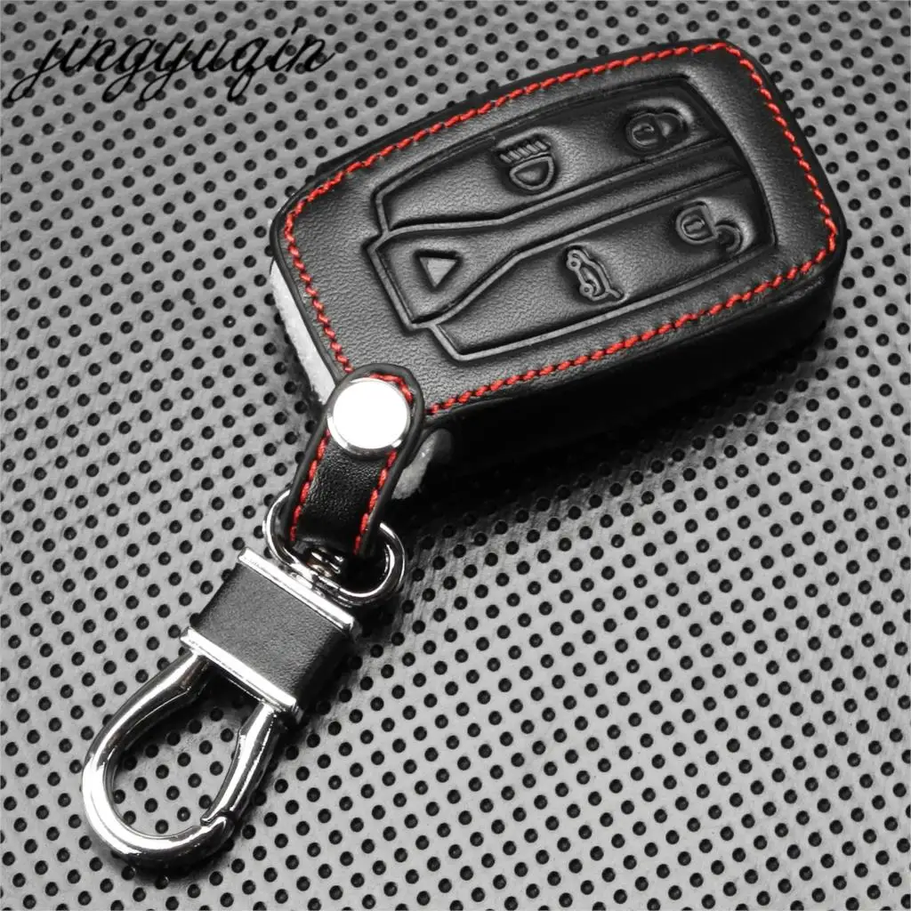 Jingyuqin 5 кнопки дистанционного ключа кожаный чехол Fob чехол подходит для Land Rover freelander 2 3