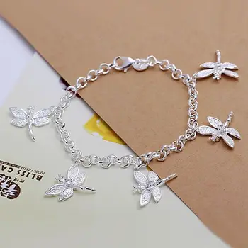

Free shipping 925 sterling silver jewelry bracelet fashion dragonfly pendant bracelet top quality wholesale and retail SMTH092