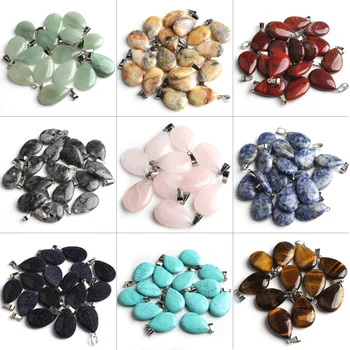 

10pcs/lot natural stone water drop shape pendants charms for Necklaces making Wholesale 24*16mm