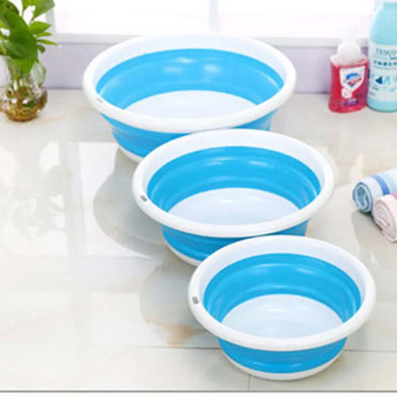 

Urijk 1pc Blue Portable Multi-function Folding Washbasin Thickening Footbath Basin Home Travel Abroad Camping Supplies
