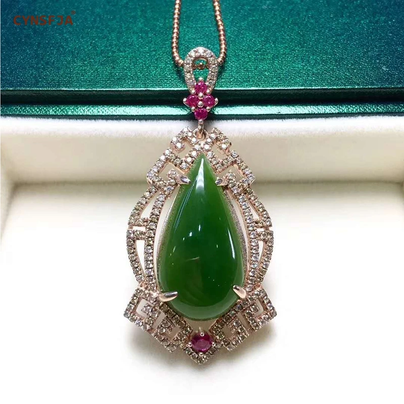 

Certified Natural Hetian Jasper Inlaid 925 Sterling Silver Handmade Lucky Jade Pendant Ice Green High Quality Wonderful Gifts