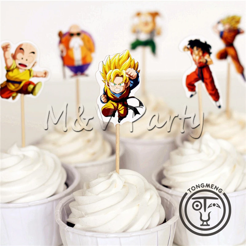 24 Pcs Lot Dragon Ball Theme Jetable Gateau Topper Decorations Papier Gateau Topper Ensemble D Anniversaire Fournitures De Douche De Bebe Decorations Aliexpress