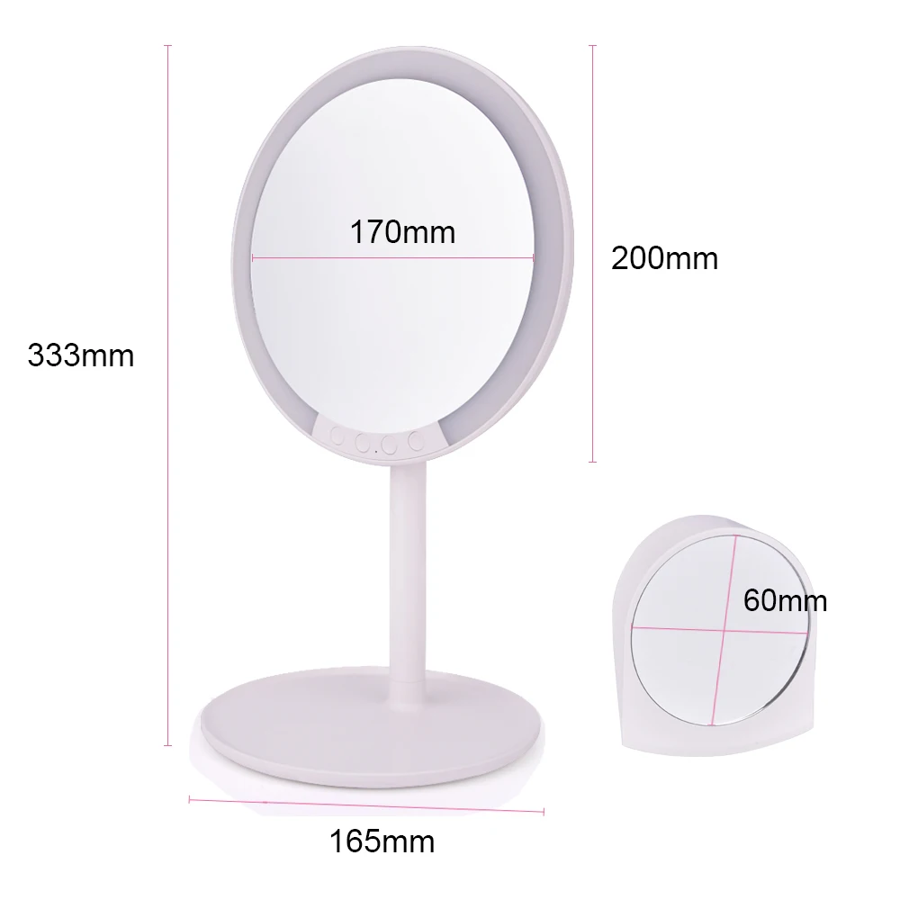 Graus de Rotação Espelho da Vaidade da Composição com 66 Espelho de 180 Luzes Recarregável Profissional Ampliar 1x-10x j3 Led 7 17 Espelho Da Vaidade Da composição com 66