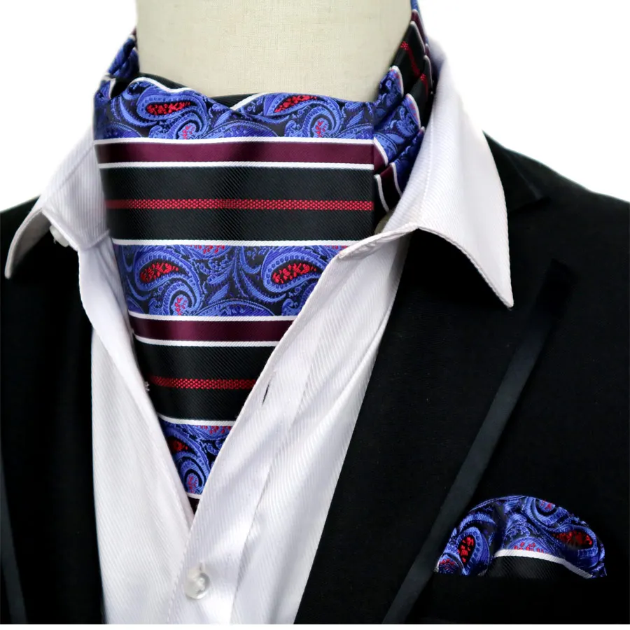 Cravat Ascot Red /& Black Paisley Cravat with matching hanky.
