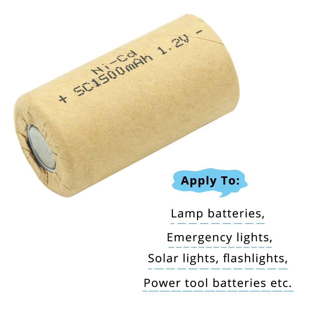 

Power Cell Ni CD Ni-cd 1.2v Rechargeable Power Tool Battery Cell SC 1500mAh Discharge Rate 10C-15C