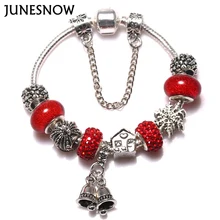 European Ribbon Charm Bracelet for Women Luxury Brand Crystal Beads Snake Chain pan Bracelets Silver Color Jewelry ZY1402