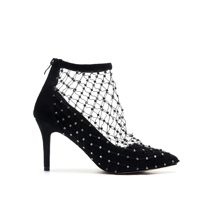 Talon Mode Zapatos Sexy Européenne Maille Chaussures Pompes Talons Mujer Pointu Bout Femme Élégante Femmes De Creux Lady Mince Black qvr7q1wH