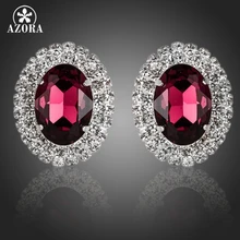Азора в форме яйца фиолетовый кубический циркон с микро CZ обрамление серьги гвоздики TE0118