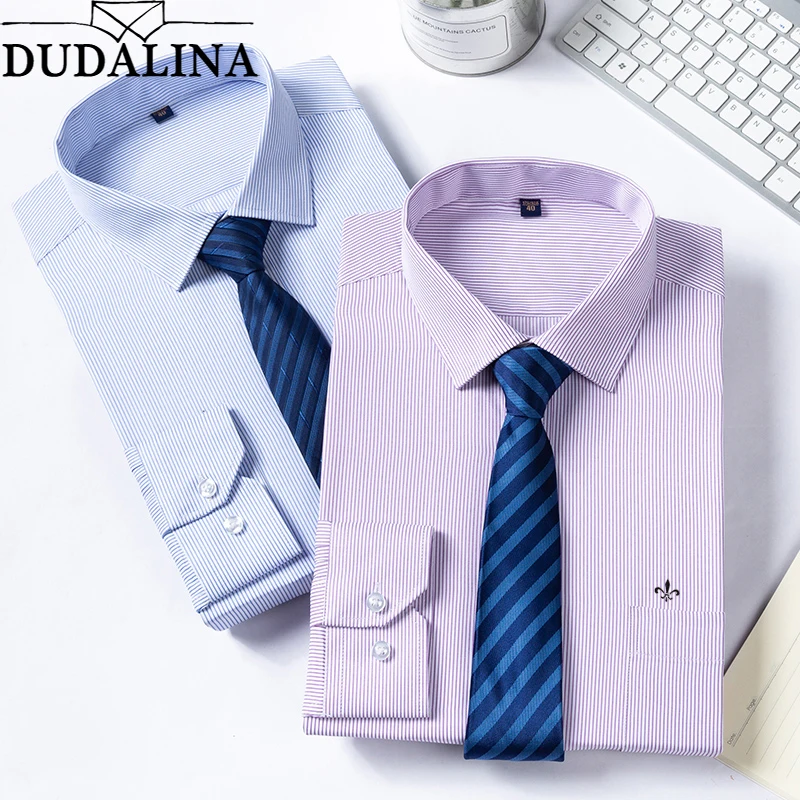 

Dudalina Male Shirt 2019 Striped Mens Work shirts Brand Long sleeve striped /Plaid Men Dress Shirts Men Camisa Social Xadrez