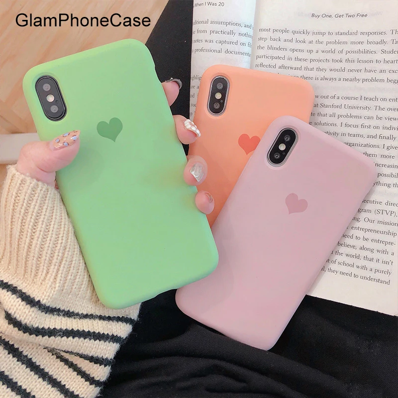 GlamPhone чехол простой сплошной цвет Любовь Сердце чехол для телефона для iPhone X XS Max XR Мягкий силиконовый чехол для iPhone 7 8 6 6s Plus чехол