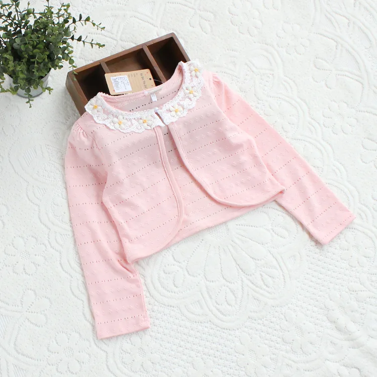 

Retail cotton thin girls sweater long-sleeve all-match cheap cardigan spring summer air conditioning kids coat for 1-9Y KC1507-7