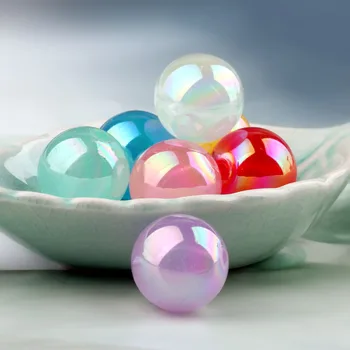 

50pcs/lot AB Jelly color printing geometry rounds shape acrylic beads diy jewelry earrings/bracelet/necklace pendant accessory