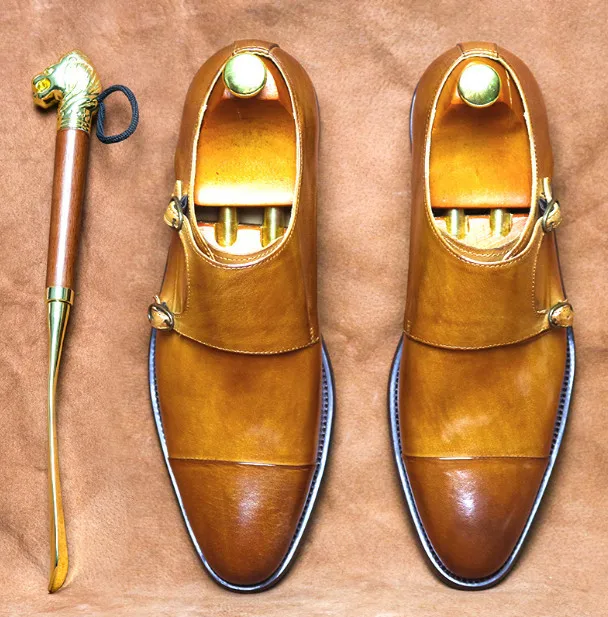 

Spring Autumn Men Fashion Pointed Toes Buckle Strap Genuine Leather Dress Shoes Men Summer Breathable Office Work Shoes