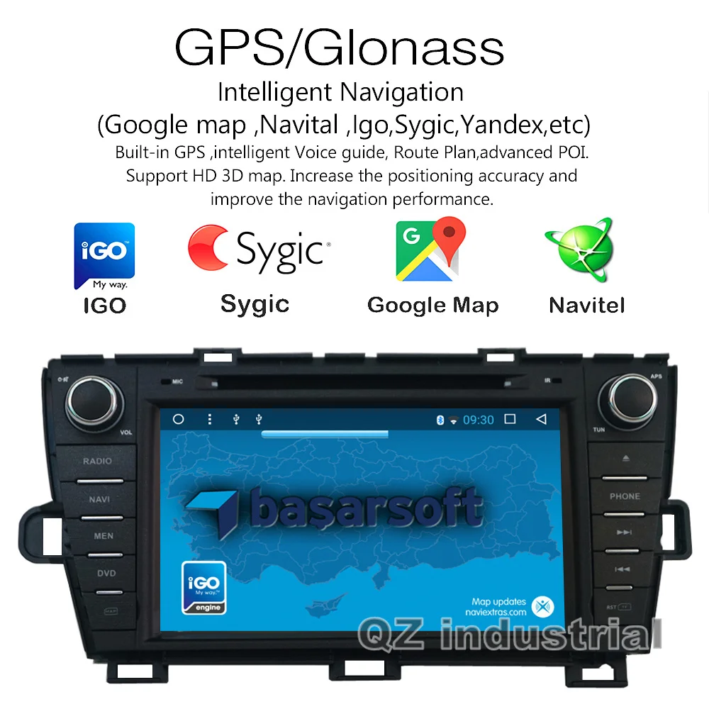 Sale QZ industrial HD 8inch Android 8.1 for Toyota Prius 2008-2014 Car DVD Player with Radio Navigation BT SWC GPS 3G 4G RDS WIFI Map 4