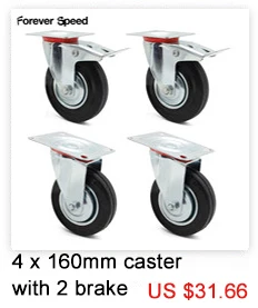 4pcs 75mm Heavy Duty 200kg Swivel Castor Wheels Trolley Furniture Chair Caster Rubber Brake Trolley Wheel ruedas para mueble