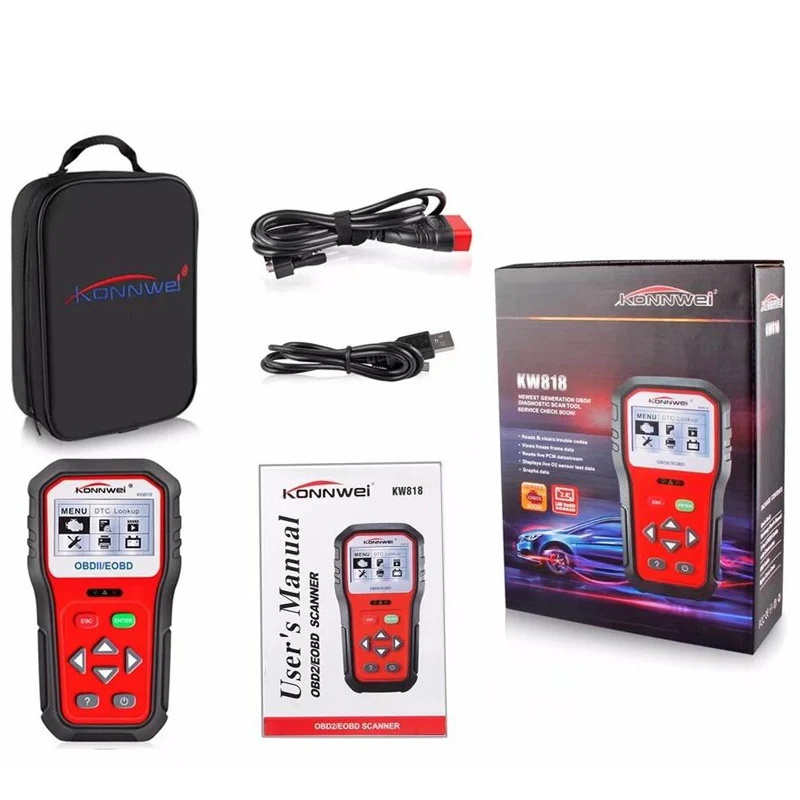 

KONNWEI 2018 Newest KW818 Universal scanner OBD 2 Code Reader Full OBD/EOBD Function Scan Tool Car Diagnostic Code Reader