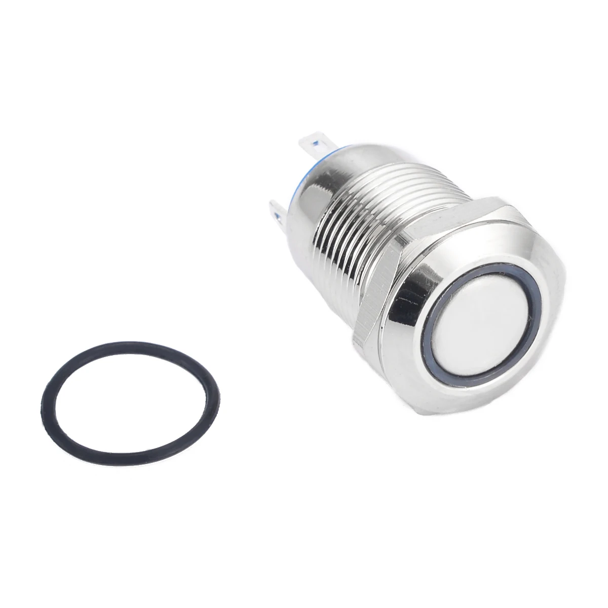 1pc 12V Silver 4 Pin Waterproof Push Button Switch Mayitr Portable Led Light Metal Momentary Switches 12mm Hole 21.3*14mm