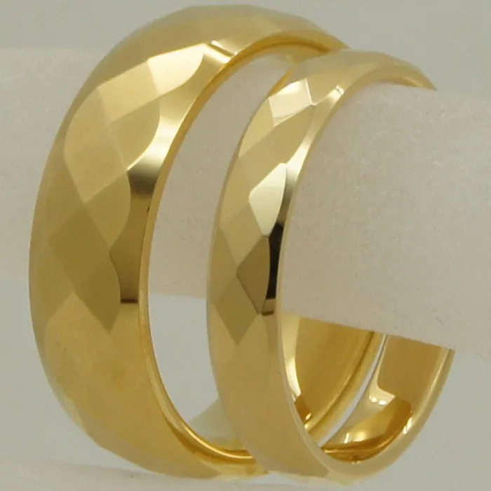 Обручальное вольфрамовое кольцо с геометрическим покрытием цвета шампанского и золотым покрытием, 3 мм, с защитой от царапин, 1 шт