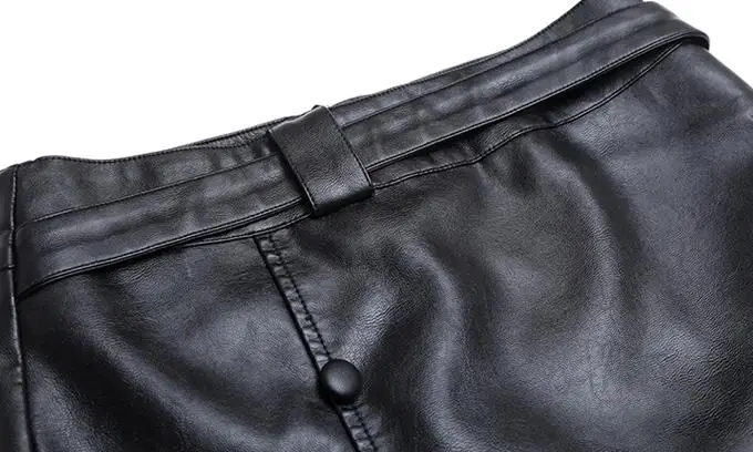 Осень-зима, Офисная Женская однобортная черная юбка-карандаш с высокой талией из искусственной кожи, 4xl, Облегающие юбки для женщин