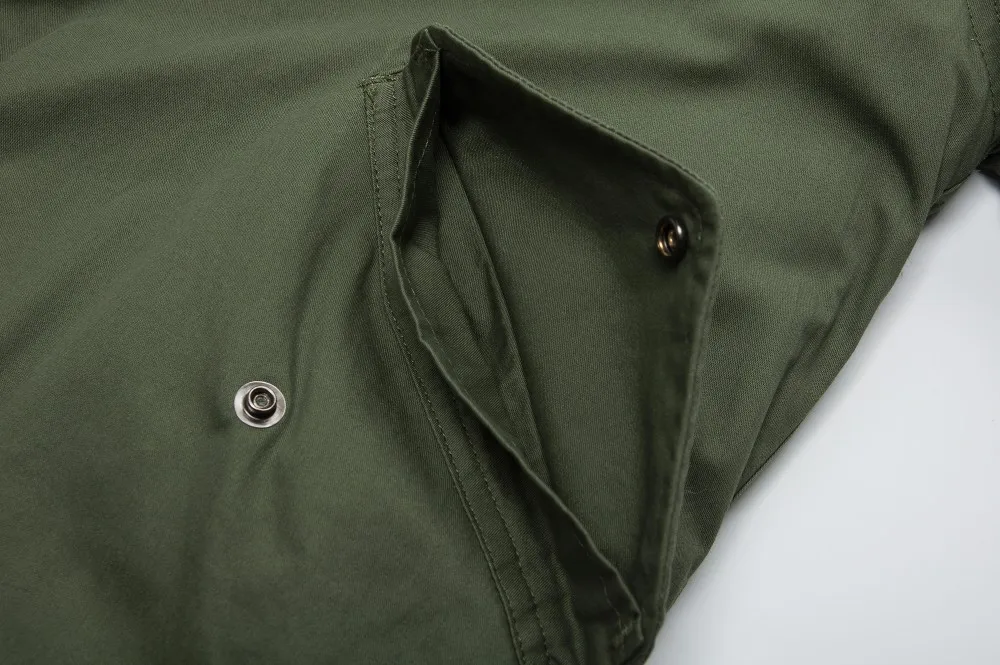 Корейский стиль Модные Army Green Меховые Пальто Теплая Подкладка Верхняя одежда Элегантный синий Зимняя куртка мужской меха куртка
