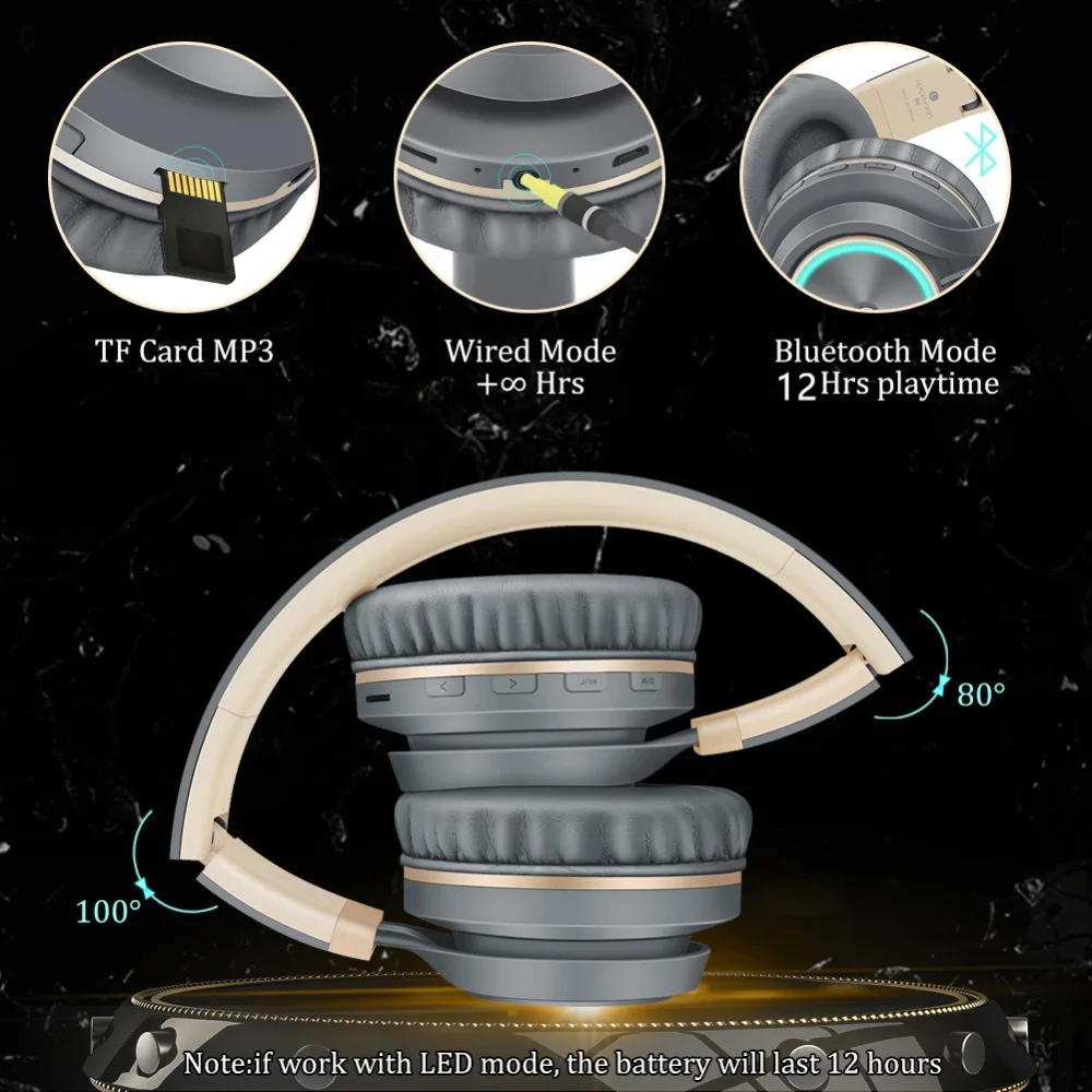 B6 Wireless Headphones Bluetooth 5.1Headphone 12H Playing time Stereo Glowing Headset Earphone With Mic For Tv Cellphone xiaomi