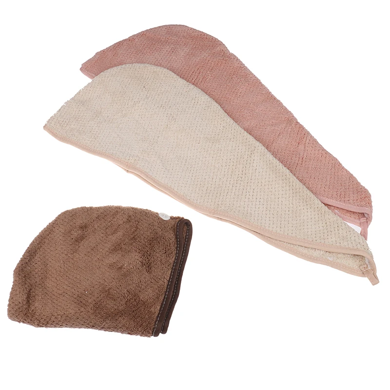 1PCS Bathroom Accessories Microfiber Turban Dry Hair Hat DryingTowel Head Wrap Hat Lady's Cap Bathing Tool
