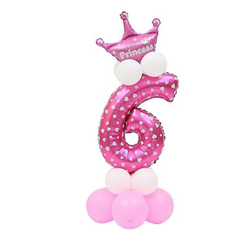 WEIGAO 14 шт воздушные шары в форме цифр номер фольги Воздушные шары воздушный шар на день рождения 1 день рождения декор воздушный шар рисунок DIY шар поставки - Цвет: Dot Pink 6