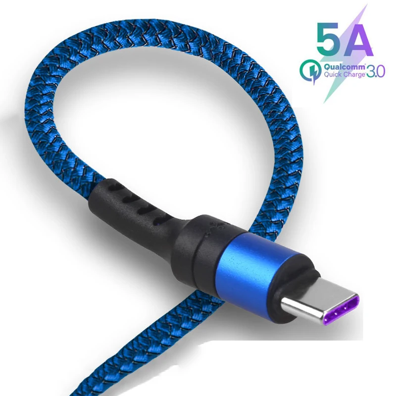 Суперскоростной кабель 5A USB Type C для Huawei P20 Mate 20 Pro оплетка QC3.0 Micro зарядки и передачи