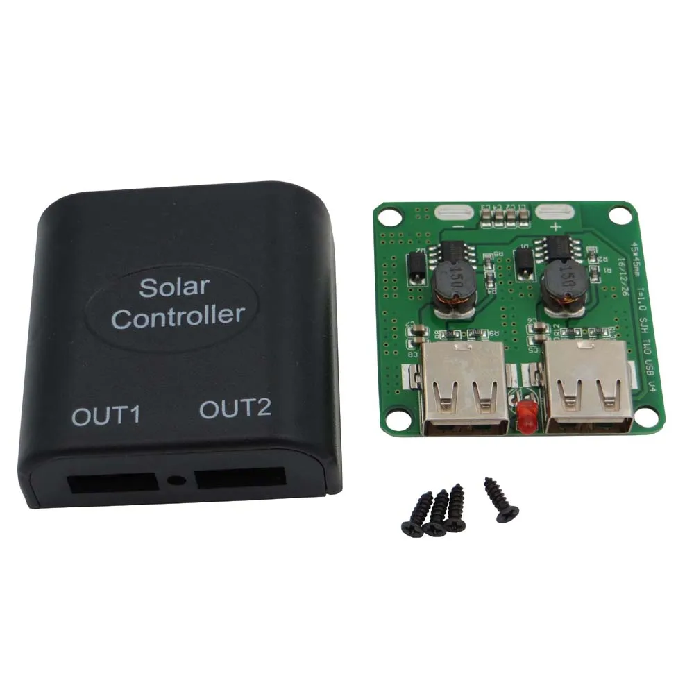 

5v 2A Solar Panel Power Bank TWO USB Charge Voltage Controller Regulator 6V-10V input 5Vdc