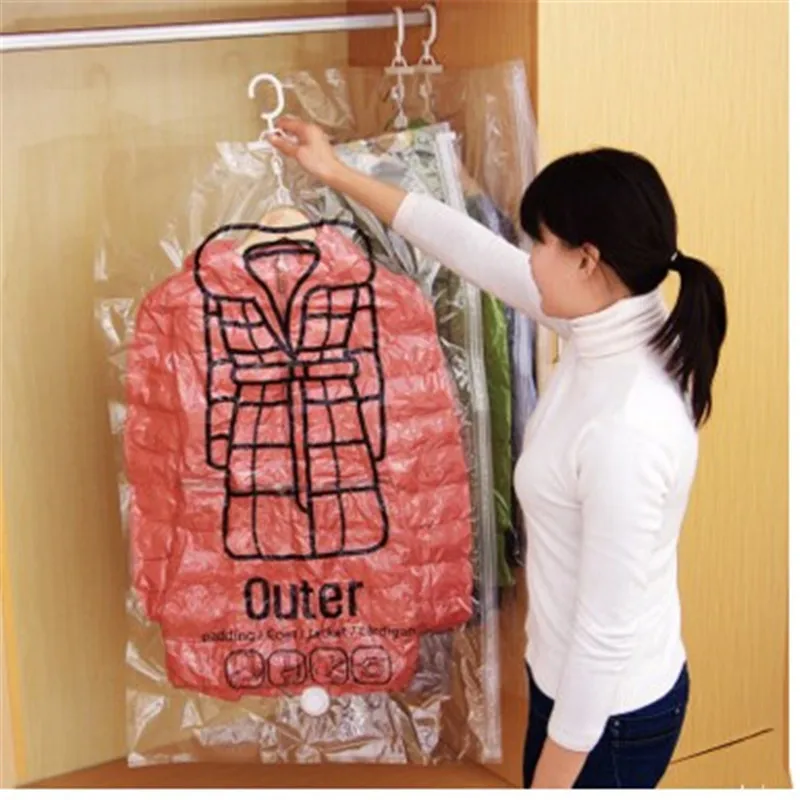 vacuum space saver bag hanging type vacuum organizer for clothes