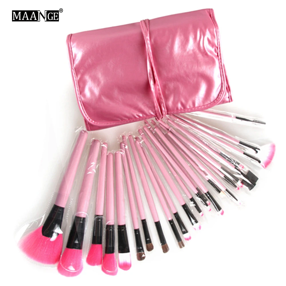 

Free Shipping Professional 24 Pcs Makeup Brush Set Tools Make-up Toiletry Kit Wool Brand Make Up Brush Set Case HOT !!
