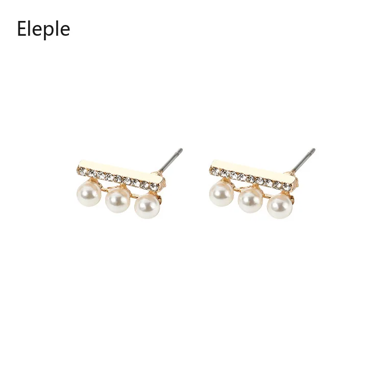 

Eleple Trendy Simulated-pearl and CZ Geometric Stud Earrings for Woman Korean Style Earrings Fashion Jewelry D5055