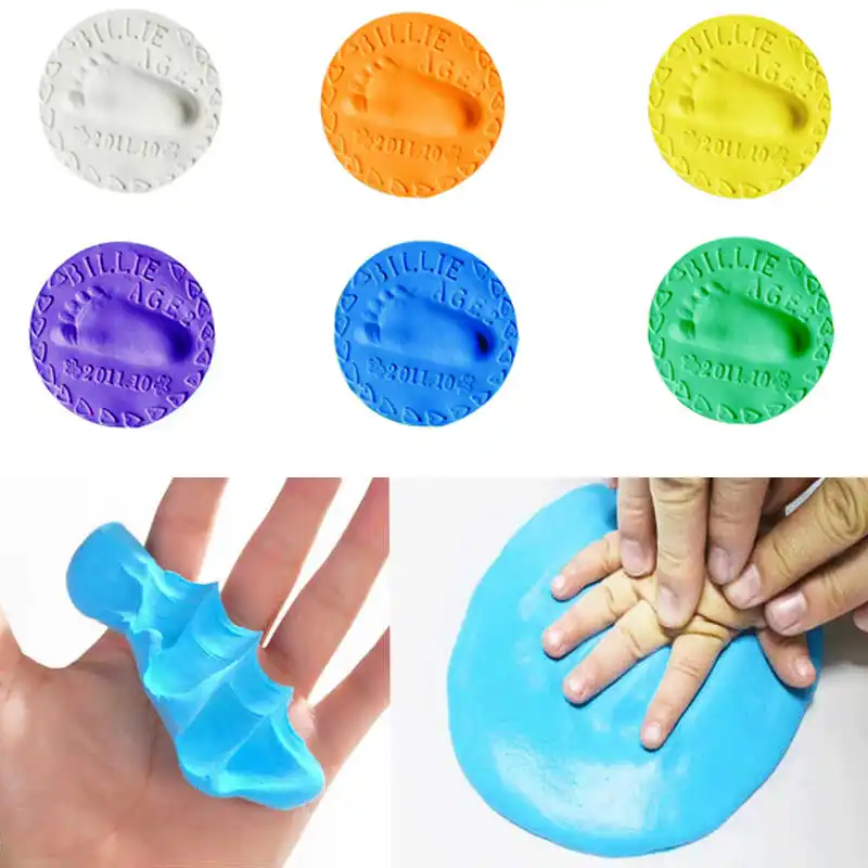 clay hand and footprint