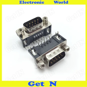 

20pcs 9PIN Male Socket DB Connector 90degree Curved Pin Male Socket Connector With Screw High-quality VGA Connector 2 Rows