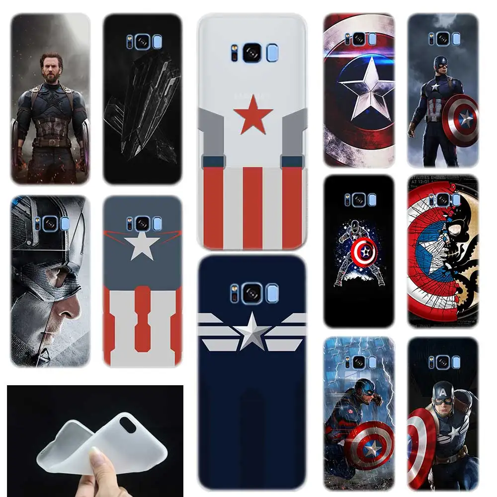

Captain America Pattern Soft TPU Phone Case Cover For Samsung Galaxy S6 S7 Edge S8 S9 Plus S10 plus E Note 8 9 10 pro