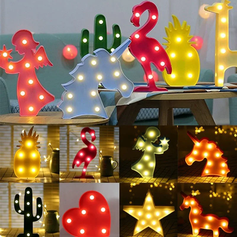 

3D LED Romantic Night Light Table Lamp Christmas Bedroom Wedding Decoration Flamingo Cloud Star Moon Lamp Kids Party Gifts