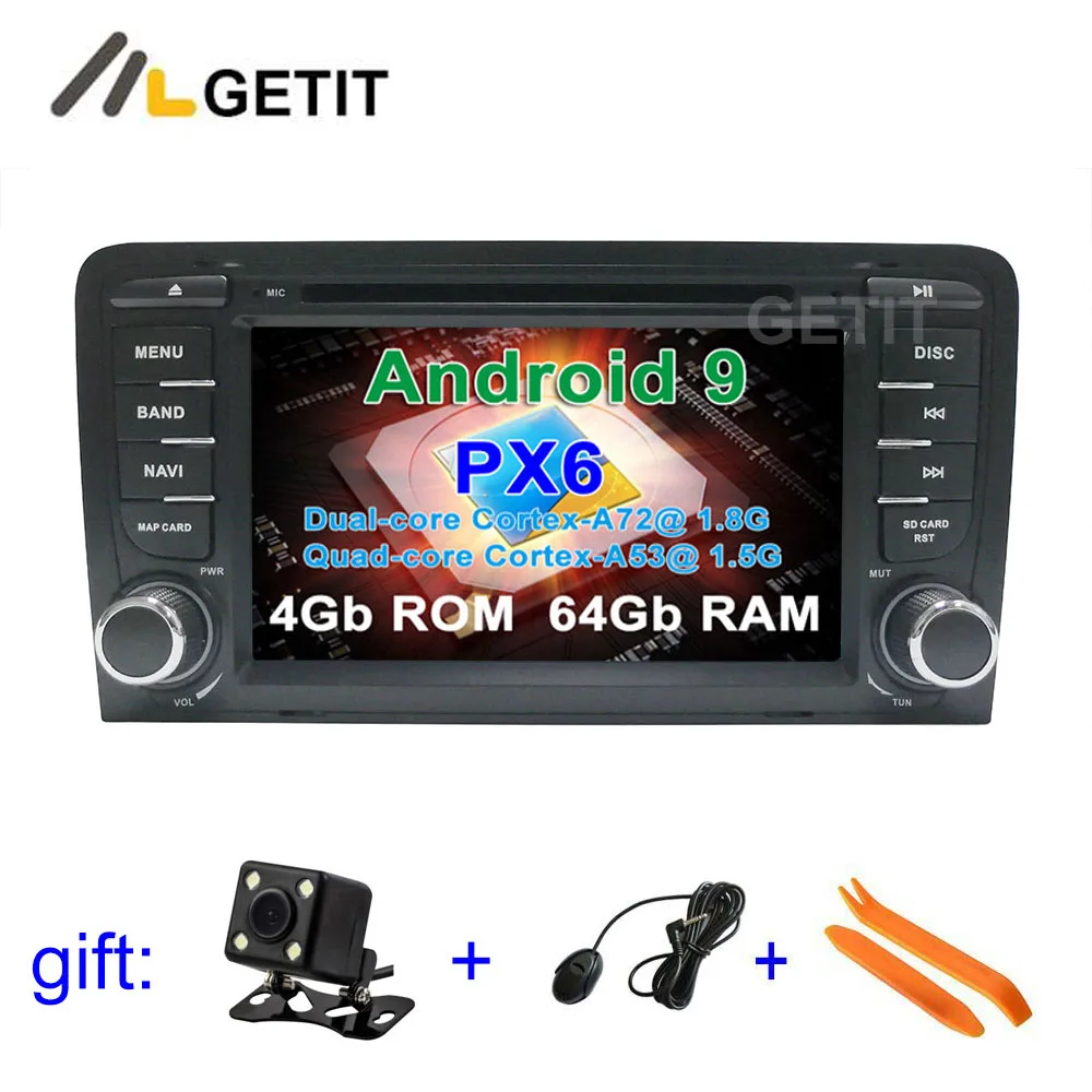 

PX6 Android 9.0 Car DVD Video Stereo Radio Player GPS Navigation for Audi A3 8P 2003-2012 S3 2006-2012 RS3 Sportback 2011
