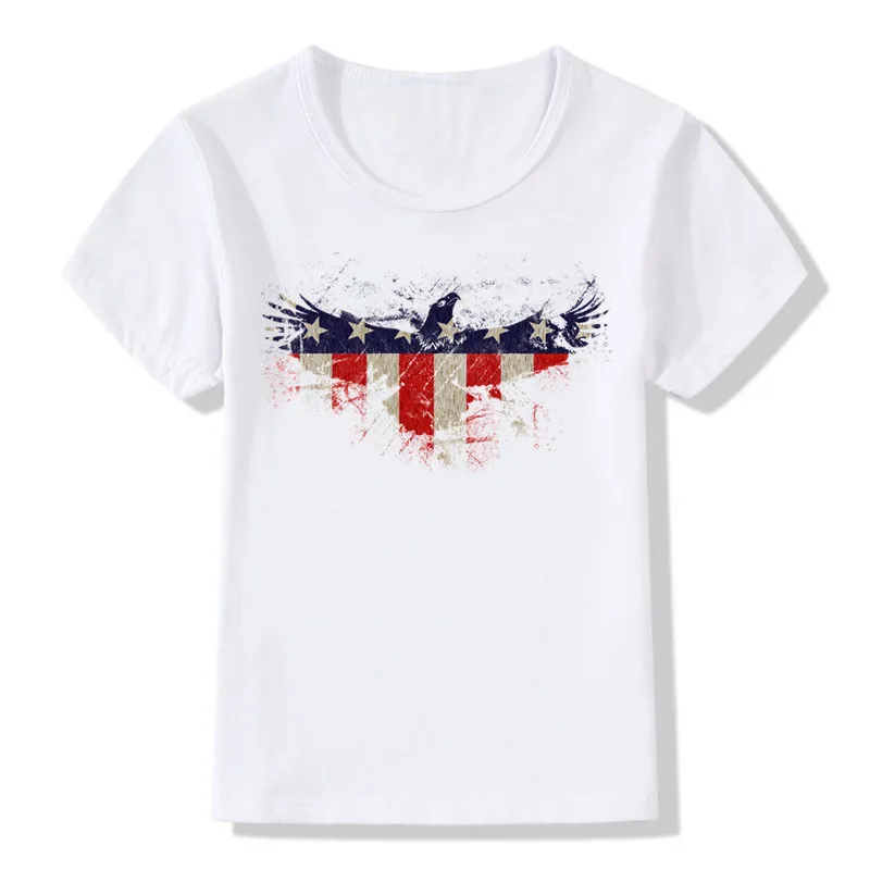 Детская футболка с американским флагом «Патриот США» детские повседневные белые футболки летняя одежда с короткими рукавами для маленьких мальчиков и девочек ooo363 - Цвет: HKP363D