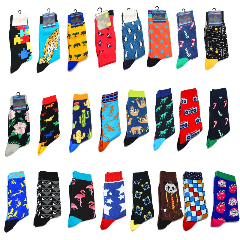 

Amazing Cool Flamingos Banana Mustache Hip Hop Funny Socks Dress Happy Socks Men Harajuku Divertidos Skateboard Chaussette Homme