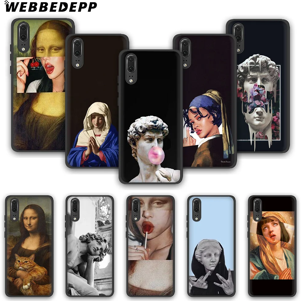 WEBBEDEPP Mona Lisa Art David lines ТПУ чехол для телефона Huawei P10 P20 P30 Lite Pro Y6 Y7 prime 2018 Y9 2019 |