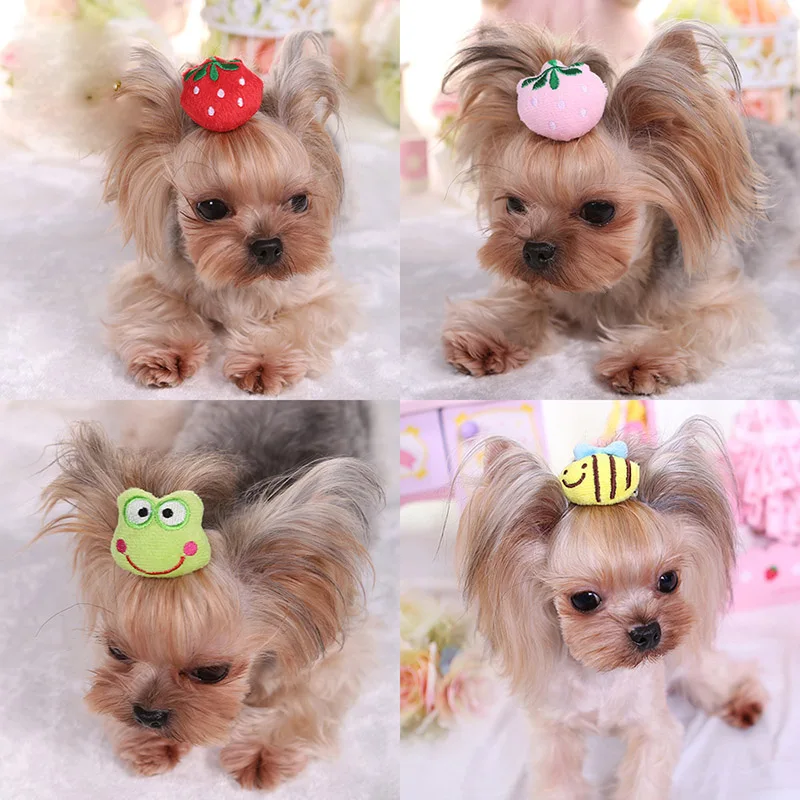 Newest-Cute-Pet-Dog-Cat-dog-grooming-Hairpin-Beauty-Supplies-Cartoon-Strawberry-Frog-Bee-Bows-Hair-Clips-Headwear-PL0124 (4)